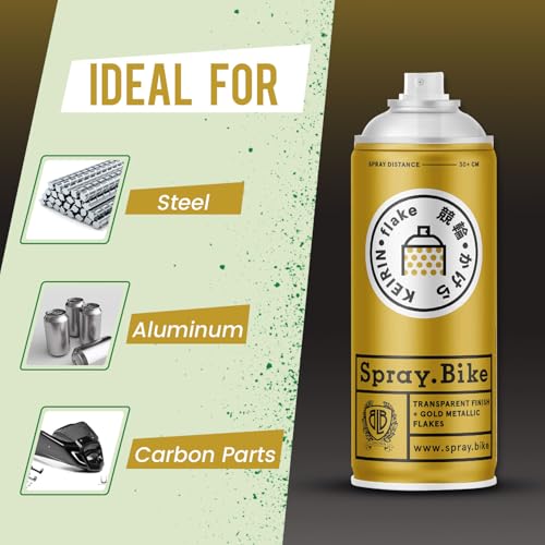 Spray.Bike Keirin Flake Finishing Coat - Kirameki Gold, 400ml | Metal Flake Spray Paint Coating | Glitter Spray Paint Topcoat for Steel, Aluminum - color: Flake Gold