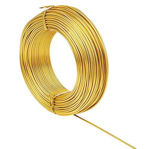 Fashewelry 459 Feet 17 Gauge Aluminum Wire Gold Bendable Metal Craft Wire for Beading Jewelry Craft Making (1.2mm) - color: Round-17 Guage-Gold
