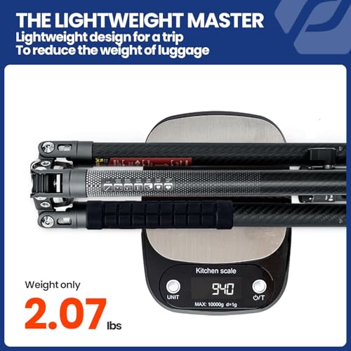 Fotopro 62 Inch Carbon Fiber Tripod for Camera Ultralight Travel Camera Tripod Max Loads Up 22lbs X-Aircross 3 Grey - color: Grey