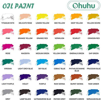 Ohuhu 36 Oil-Based Colors Oil Paint Set, 12ml/0.42oz x 36 Tubes Non-Toxic - style: 36 Colors