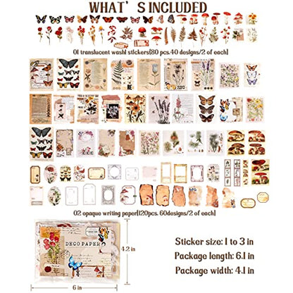 EWPJDK 200 PCS Vintage Scrapbook Supplies for Junk Journal | DIY Paper Stickers Ephemera Pack for Art Journaling, Bullet Craft, Collage, Aesthetic Gift