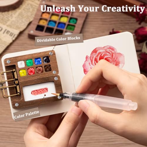 Mini Watercolor Paint Travel Set 12 Colors Portable Pocket Palette - color: 8 Grids