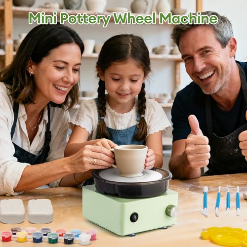 Pottery Wheel - Mini Pottery Wheel kit with 18PCS Pottery Tools | 6" Turntable Bidirectional Rotation Electric Ceramic Wheel, Birthday Christmas Gifts for Adults, Beginners, Teens