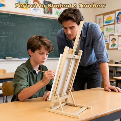 Heavy-Duty Wood Painting Easel H-Frame Tabletop Adjustable Up to 24 inch | Sturdy & Stable Art Easel Stand for Painting Canvases, Art and Crafts, For Adults, Artists, Oil Acrylic Watercolor Painting
