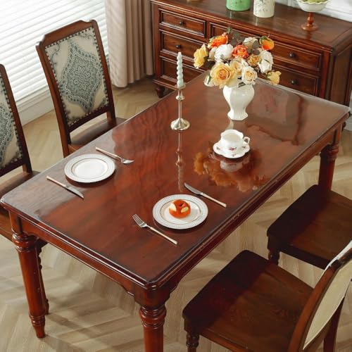 3MM Clear Table Cover Protector Plastic Table Cover (Clear 3MM Thick, 42" x 60") - size: 42" x 60" (Rectangular)