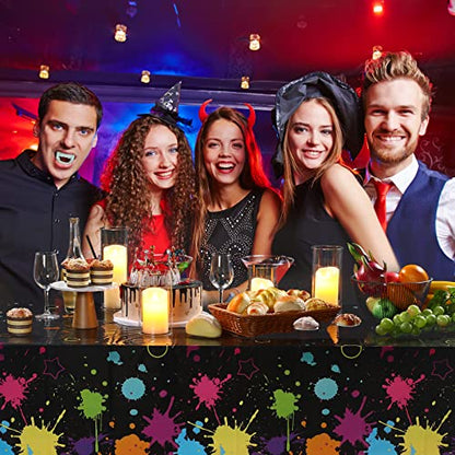 Tatuo 2 Pcs Neon Glow Party Table Cloths 108x54 Inch Disposable