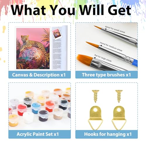 Animal Paint by Numbers Kit for Adults, Adult Paint by Number Kits 16x20 in - color: Leopard