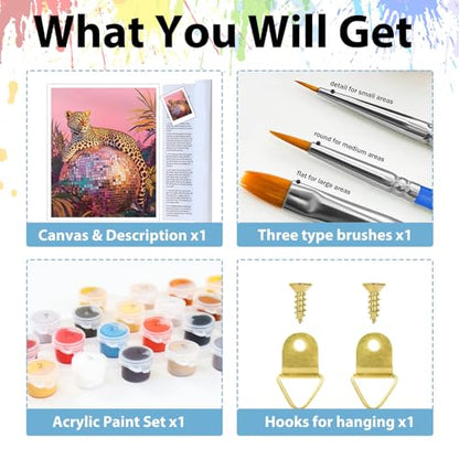 Animal Paint by Numbers Kit for Adults, Adult Paint by Number Kits 16x20 in - color: Leopard