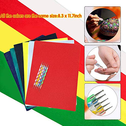 60 Sheets Carbon Transfer Paper,Tracing Paper Carbon Graphite Copy Paper with 5 Pieces Embossing Styluses Stylus Dotting Tools for Wood,Paper,Canvas and Other Art Surfaces 8.3 x 11.7 inches(6 Colors) - color: Black, Blue, Red, Yellow, Green, Translucent (
