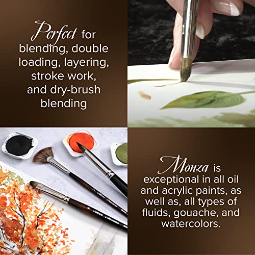 Silver Brush Limited Monza Short Round Oil and Acrylic Paintbrush, Size 8 | Short Handle, Fine Point Stiff Synthetic Mongoose Bristle, Thin and Broad Lines, Superb Paint Absorbency, Tabletop Painting - size: Size 8