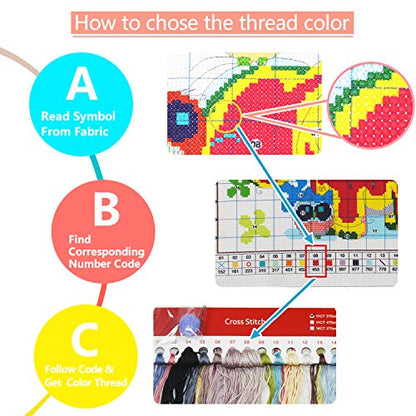 Printed Cross Stitch Kits 11CT 15X15inch DIY Embroidery Starter Kits Easy Patterns Embroidery for Girls Crafts DMC Stamped Cross-Stitch Supplies Needlework Elephant and Owls - color: Stamped 11.5×11.5 inch