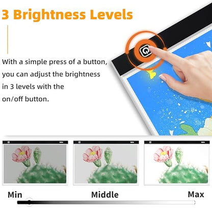 Mlife A2 Light Box Kit for Diamond Painting, Adjustable Brightness Diamond Light Pad for Tracing Pad, Light Board Diamond Art Painting Accessory, Diamond Art Tools for Full Drill - style: A2 Kits