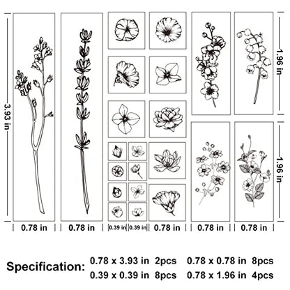 22 Pcs Plant Wooden Rubber Stamp Set for DIY Craft Projects | Crisp imprint detail, Natural wood handle, Sturdy stamping surface - color: Plant 2