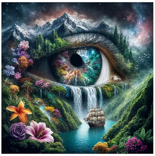 CRZMODE Eye Diamond Art Kits for Adults, Eye Diamond Painting Kits for Adults Beginners, 5D DIY Round Full Drill Gem Art Paint by Diamonds Dots Crafts Kits for Home Decor Gift 14x14 Inch - color: Eye02(14X14")