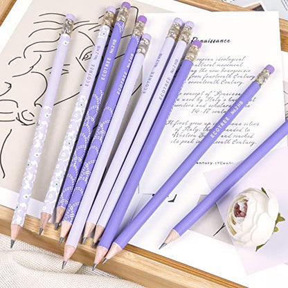 ECOTREE Pre-Sharpened #2 Pastel Pencils, Back to School Supplies, 24 Count | Graphite Number 2 Pencils for Kids Students, Latex-Free Eraser, Smooth Writing, Drawing, Sketching, Classroom Gifts - color: Purple, style: 24 COUNT