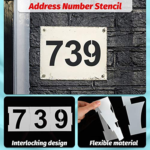 20 Pieces Curb Stencil Kit 0-9 Address Number Reusable Plastic Numbers Stencils with 2 Rolls Masking Tape for Painting Address in Wall Wood Road Mailbox(4 Inch Height) - size: 4 Inch Height