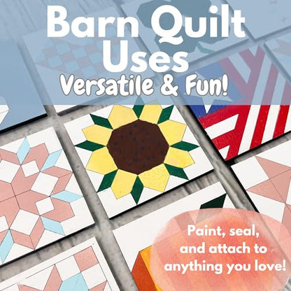 9" Barn Quilt Kit Set 4 | Log Cabin, Road to OK, Slip Knot, Rail Fence | Paintable unfinished wood quilt blocks for DIY group painting, farmhouse wall art, collage displays, and craft nights. - size: 9 inches (set of 4), style: Log Cabin, Road to Oklahoma