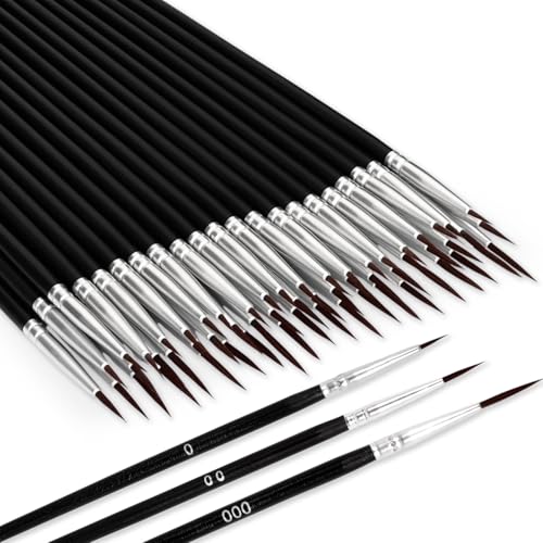 60 Pcs Tiny Detail Paint Brushes Set, Micro Small Paint Brush with 3 Sizes, Mini Miniature Thin Fine Tip Liner Paintbrushes for Nail Art Watercolor Crafts Oil Acrylic Painting Models Detailing Sculpt