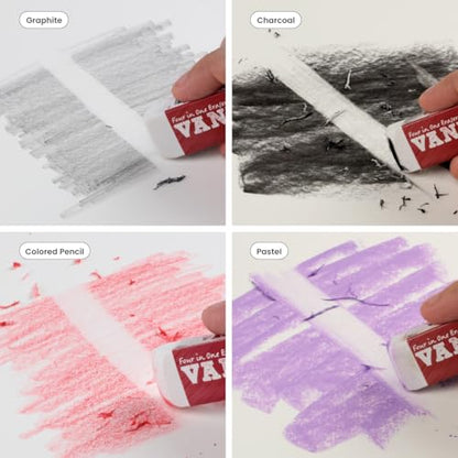 Acurit Vanish Touch Artist Eraser, Latex-Free, 3 Pack - Soft, Flexible Pencil Erasers, Sketching Supplies W/Protective Sleeve - Graphite, Charcoal, Pastel Compatible - size: 3 Pack