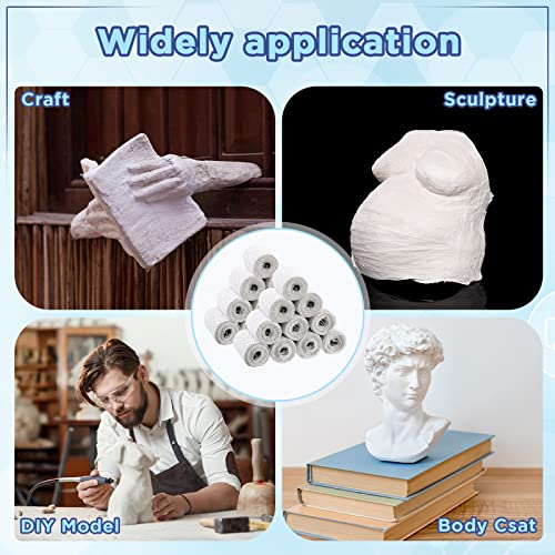 Newwiee 24 Rolls Plaster Cloth Gauze Bandages Rolls Bulk, White | Plaster Strips with 2 Sizes, 3 x 106 Inch, 4 x 106 Inch, for Body Cast, Craft Projects, Mask Making, Scenery Art