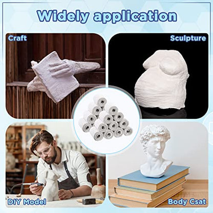 Newwiee 24 Rolls Plaster Cloth Gauze Bandages Rolls Bulk, White | Plaster Strips with 2 Sizes, 3 x 106 Inch, 4 x 106 Inch, for Body Cast, Craft Projects, Mask Making, Scenery Art