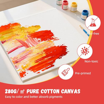 12 x 12 inch 12 Pack Painting Canvas Boards- Gesso Primed | Acid-Free 100% Cotton Canvas Panels for Acrylics Oil Watercolor Tempera Paints - size: 12"x12"