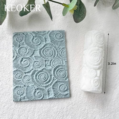 Keoker Sea Spiral Shell Texture Roller for Polymer Clay, Summer Polymer Clay Texture Roller - color: C Color