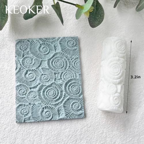 Keoker Sea Spiral Shell Texture Roller for Polymer Clay, Summer Polymer Clay Texture Roller - color: C Color