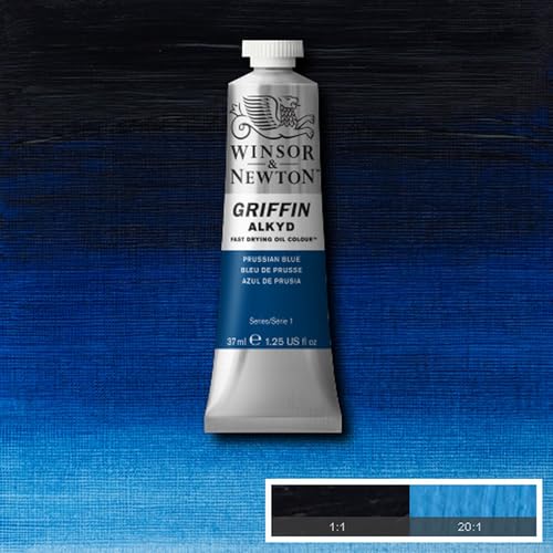 Winsor & Newton Griffin Alkyd Fast Drying Oil Paint, Prussian Blue - color: Prussian Blue, style: 1.25-oz Tube