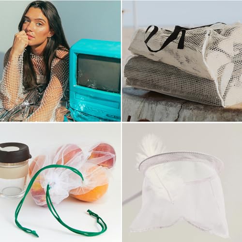 29.5 x 59 Inch White Mesh Fabric Slightly Stretchy for Sewing Projects | Sew Shopping Bag, Backpack Pocket and Straps and Netting Clothes - size: 29.5 x 59 Inch