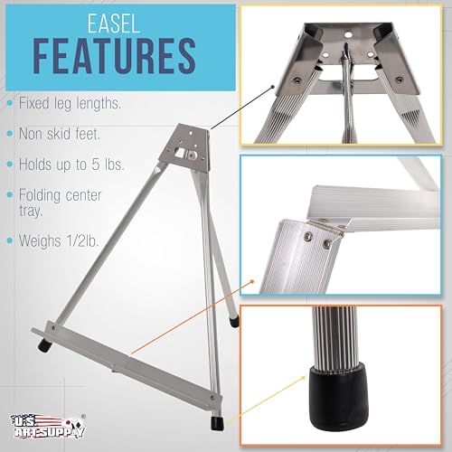 U.S. Art Supply 15-Inch Aluminum Tabletop Display Easel for Painting