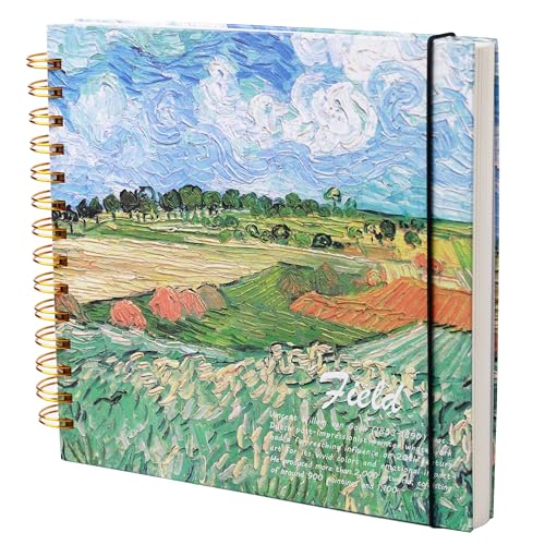 SuyuanArt Hardcover Square Sketchbook 8" x8", Thick Acid-Free Paper for Drawing Spiral Bound, Portable Mixed Media Art Sketch Pad,Drawing Sketching Gift for Artists (Green Wheat Fields 8 "x 8 ") - color: Green Wheat Fields 8 "x 8 "