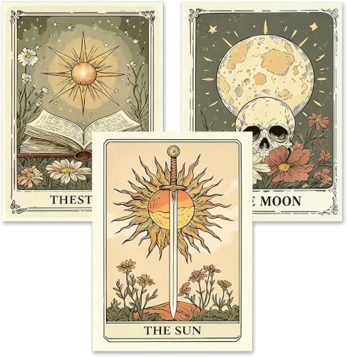 3 Pack Tarot Diamond Art Kits for Adult Diamond Painting Kit for Beginner | Skeleton 5D DIY Boho Diamond Dots Full Drill Crafts for Gem Art Dot Art for Adults Home Wall Decor for Teens 12x16 inch - color: DP04607