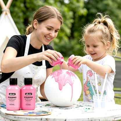 Colorful Pink Series Acrylic Pouring Paint Set, 4 Colors, 3.34 oz Craft Kit - color: Rose Color