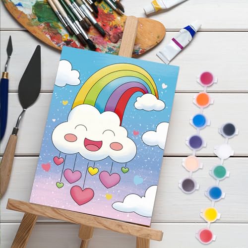 Anseal 12 Packs Birthday Pre Drawn Canvas to Paint, 5" X 7" Pre Printed Canvas for Kids, Pre Stretched Canvas Outline Painting Boards for Beginners, Students, Party Favor - color: birthday
