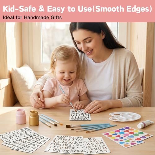 1/2 3/4 1 Inch Letter Stencils for Painting on Wood Reusable Plastic 20 Pack Large Alphabet Templates with Numbers and Symbols DIY Art Crafts for Canvas Porch Signs Journaling Supplies