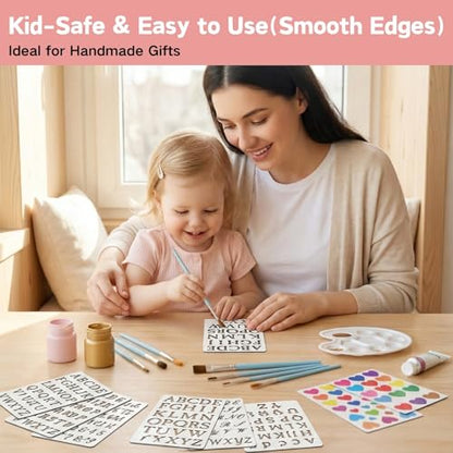 1/2 3/4 1 Inch Letter Stencils for Painting on Wood Reusable Plastic 20 Pack Large Alphabet Templates with Numbers and Symbols DIY Art Crafts for Canvas Porch Signs Journaling Supplies