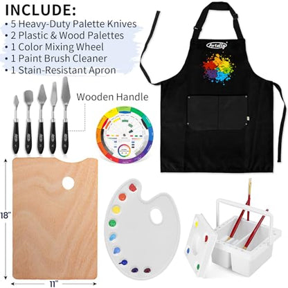 188Pcs All-in-One Art Painting Kit with French Easel, 96 Acrylic, Watercolor & Oil Paint Set, Complete Art Supplies Painting Set for Adults, Artists, Beginners