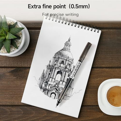 Black Fine Point Gel Pens 24Pcs 0.5mm Gel Ballpoint Pens Black Liquid Ink Pens No Smear No Bleed, Smooth Writing Pen for Journaling Note Taking Drawing Sketching Coloring Office School Supplies - color: 24 Black