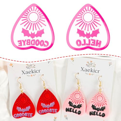Xaekicr Halloween Clay Earring Cutters - Planchette Style Polymer Clay Cutters with Text & Bat Design, Clay Tools for DIY Jewelry Making - color: J color