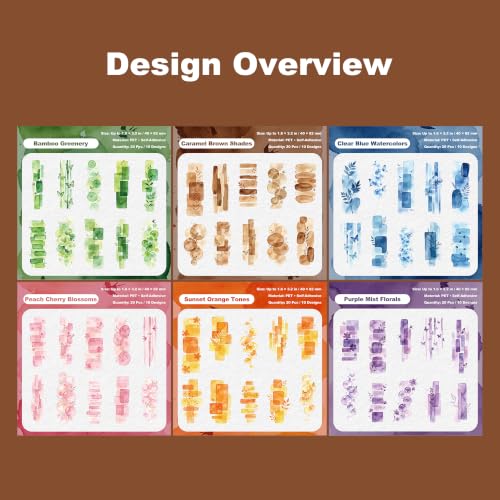 120 Pcs Abstract PET Stickers for Scrapbook Journaling - color: Abstract Color Washes