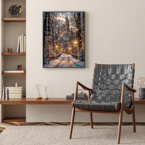 Christmas Night Castle Diamond Art Kits for Adults, 5D Diamond Painting Kit - color: CM057