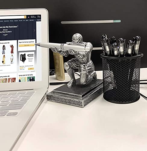 Executive Kneeling Knight Pen Holder with Pen - Unique Office Gifts - color: Iron
