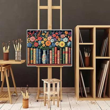 Natuyalo DIY Painting by Numbers for Adults, Books and Flowers Paint by Numbers, 16x20 Inch Adults Paint by Number Kits on Canvas, Frameless Color by Number Acrylic Art Craft Kits - color: Color-05