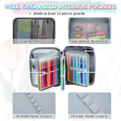 VX VONXURY Large Pencil Case, 54-Slot Colored Pen Pouch 2 Removable Sleeves - color: Black Butterfly