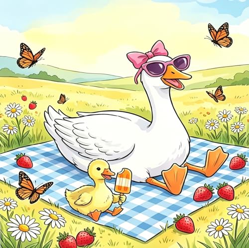 5D Animals Diamond Painting Kits for Adults,Duck Butterfly Diamond Art Kits - color: KM1217-1