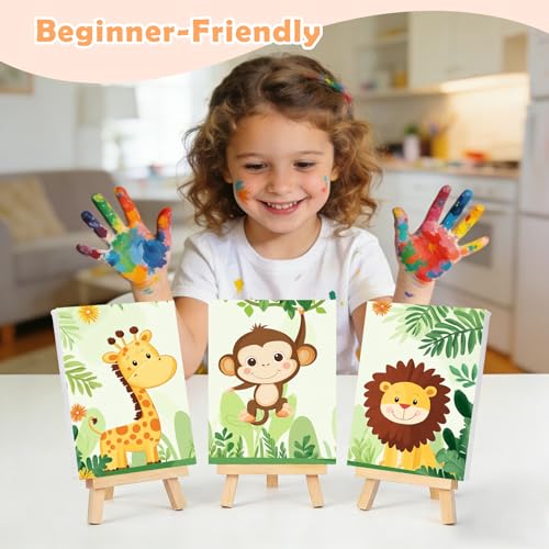 3 Piece Paint by Numbers Kit for Kids Easy Kid Paint by Number Kits Ages 8-12 Animal DIY Painting Kits for Kids Age 4-8 Beginner Paint by Number Canvas with Frame Children Color by Numbers Kit 8x12 In - color: Animal DIY Painting Kits for Kids