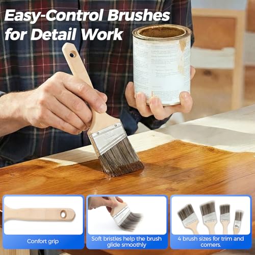 Paint Roller Kit with 3.93Ft Extension Pole for Walls and Ceilings, 30Pcs House Painting Supplies Set with 9”, 6” & 4” Microfiber Rollers,Paint Tray,Liners,Brushes and Gloves for Home Renovation