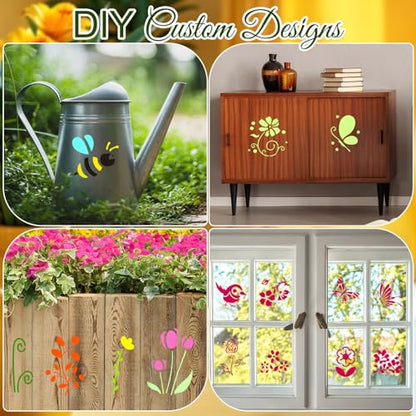 100 Pcs Small Stencils for Crafts, 2 Inch Reusable Cute Stencils for Painting on Wood DIY Craft for Drawing Templates Wall Home Decor Canvas Fabric (Flowers) - style: Flowers