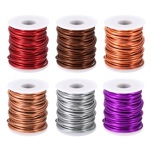 PATIKIL 10 Gauge 2.5 mm Aluminum Craft Wire, 49.2 Ft Metal Wire 6 Roll Armature Bendable Wire for Jewelry Making Metal Wrap DIY, Purple/Silver/Rose Gold/Red/Bronze/Orange Red - color: Purple/Silver/Rose Gold/Red/Bronze/Orange Red, size: 10 Gauge